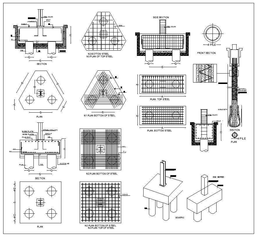 Foundation Details,Concrete details,beam,floor design,civil base,types of foundation,steelframe,pile