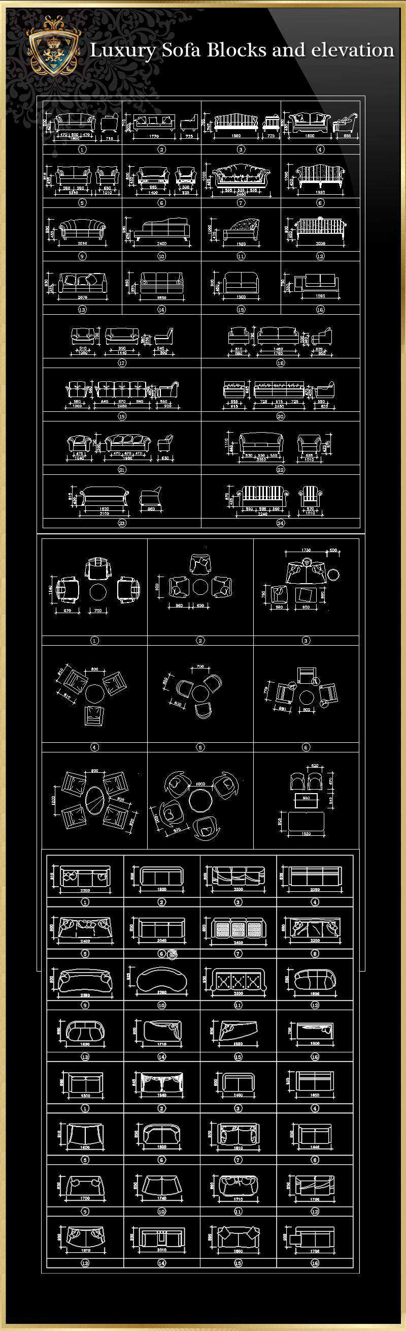 ★【Luxury Sofa Blocks and elevation】Luxury home, Luxury Villas, Luxury Palace, Architecture Ornamental Parts, Decorative Inserts & Accessories, Handrail & Stairway Parts, Outdoor House Accessories, Euro Architectural Components, Arcade