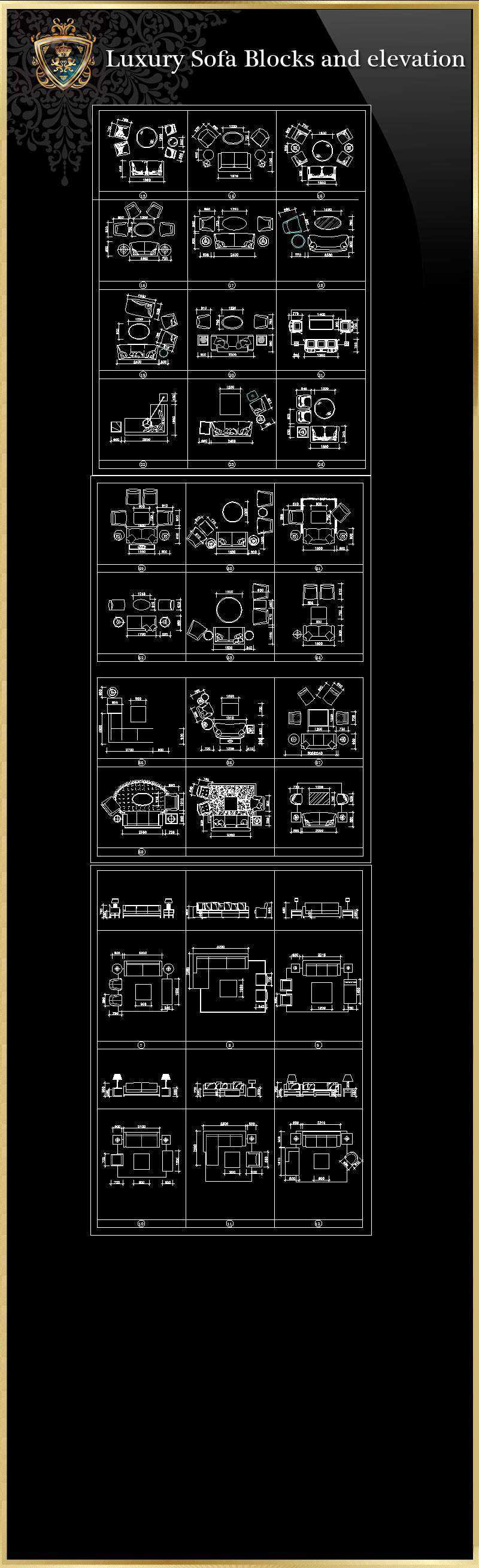 ★【Luxury Sofa Blocks and elevation】Luxury home, Luxury Villas, Luxury Palace, Architecture Ornamental Parts, Decorative Inserts & Accessories, Handrail & Stairway Parts, Outdoor House Accessories, Euro Architectural Components, Arcade