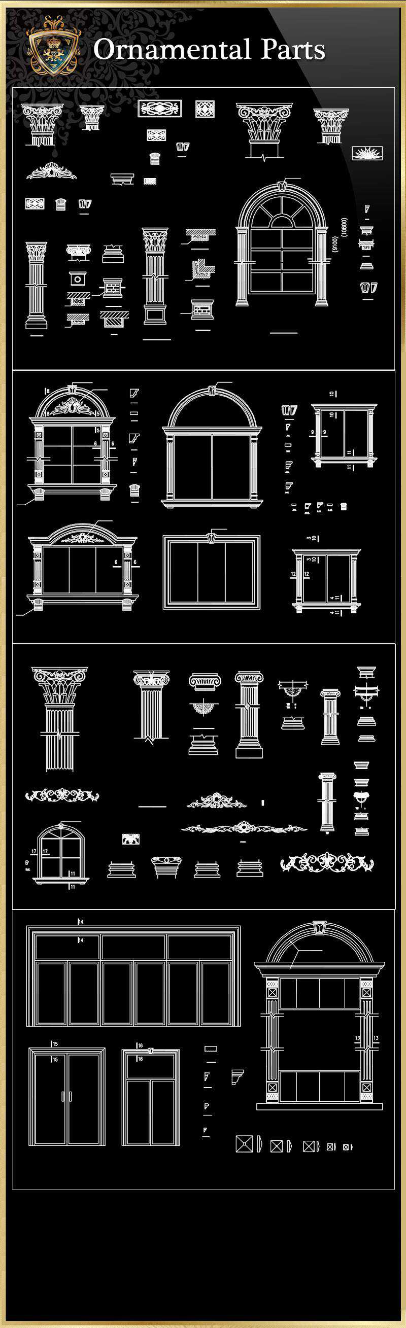 ★【Ornamental Parts of Buildings 8】Luxury home, Luxury Villas, Luxury Palace, Architecture Ornamental Parts, Decorative Inserts & Accessories, Handrail & Stairway Parts, Outdoor House Accessories, Euro Architectural Components, Arcade