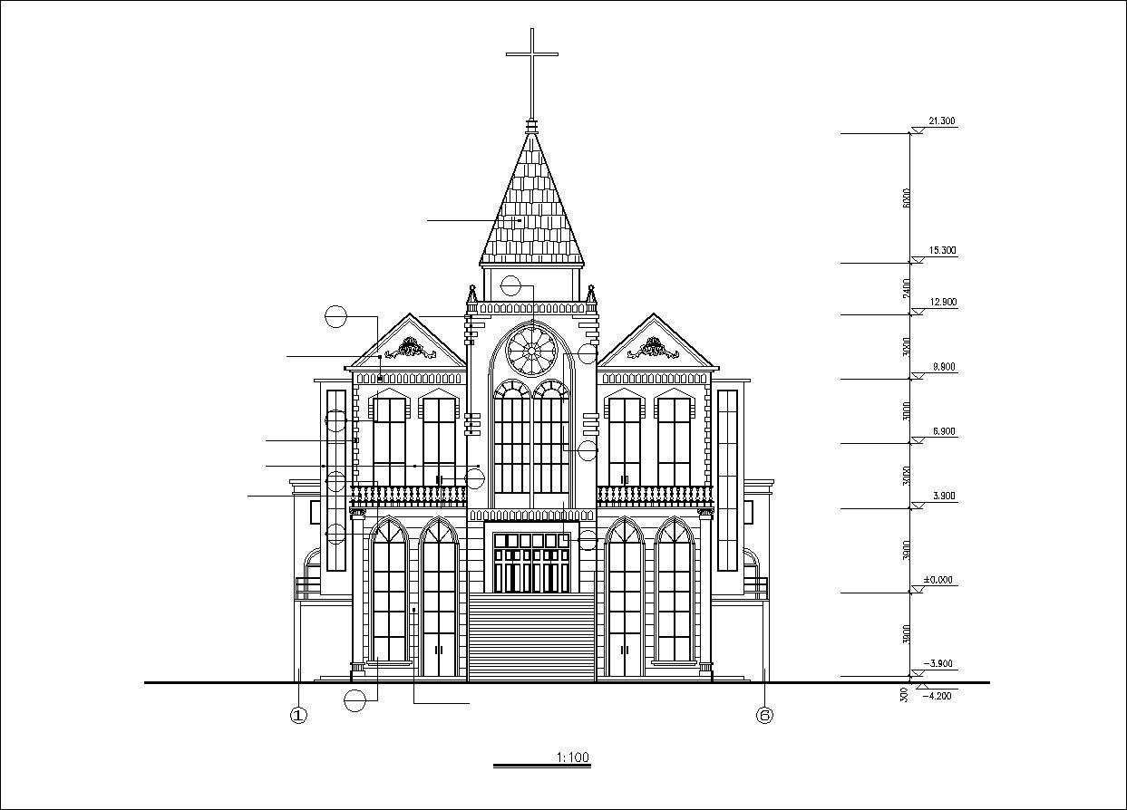 Church plan,elevation,details drawings 