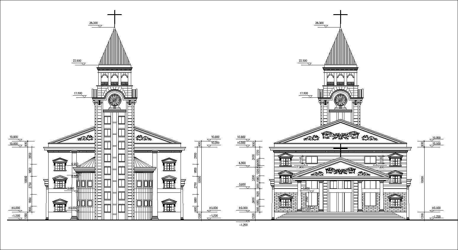 Church plan,elevation,details drawings 