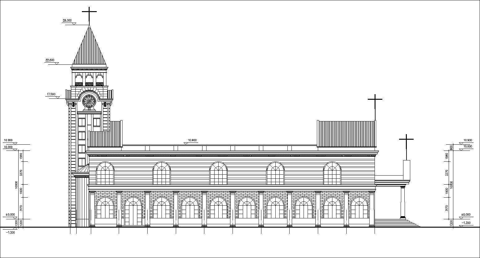 Church plan,elevation,details drawings 