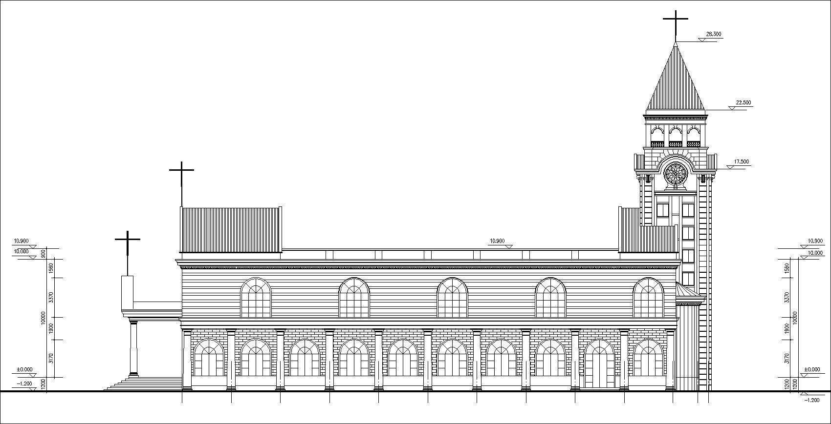 Church plan,elevation,details drawings 